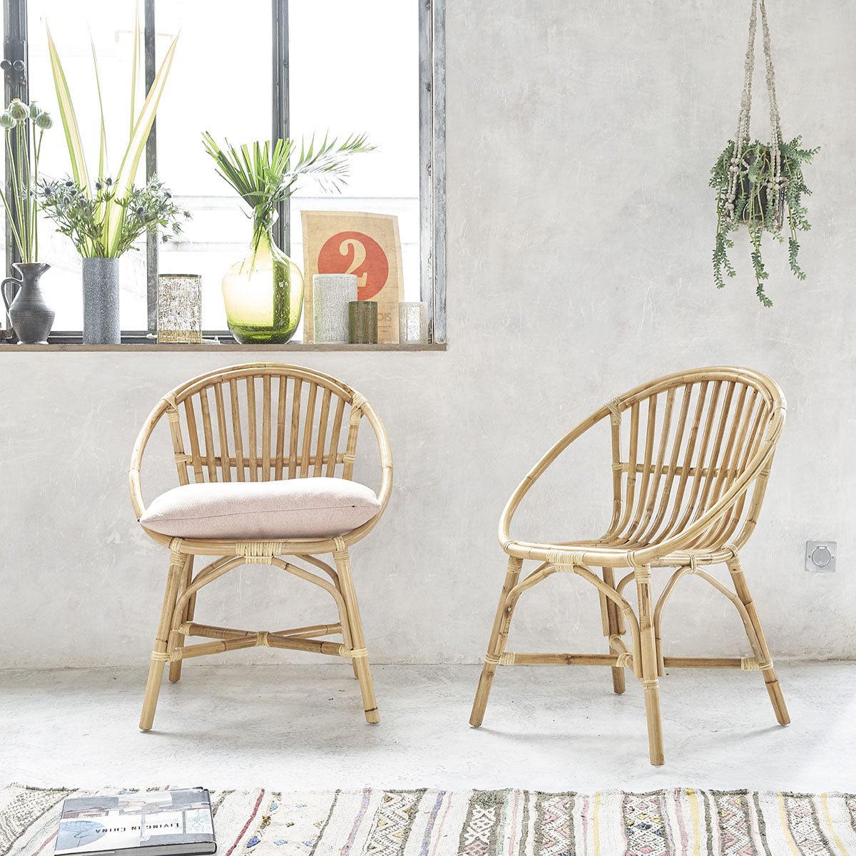 PAOLA - Lote de 2 sillones de ratán