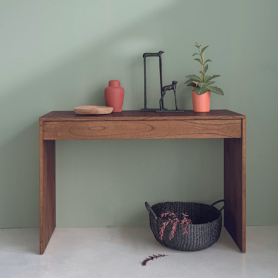 MILO - Consola de mindi macizo acabado nogal 120 cm
