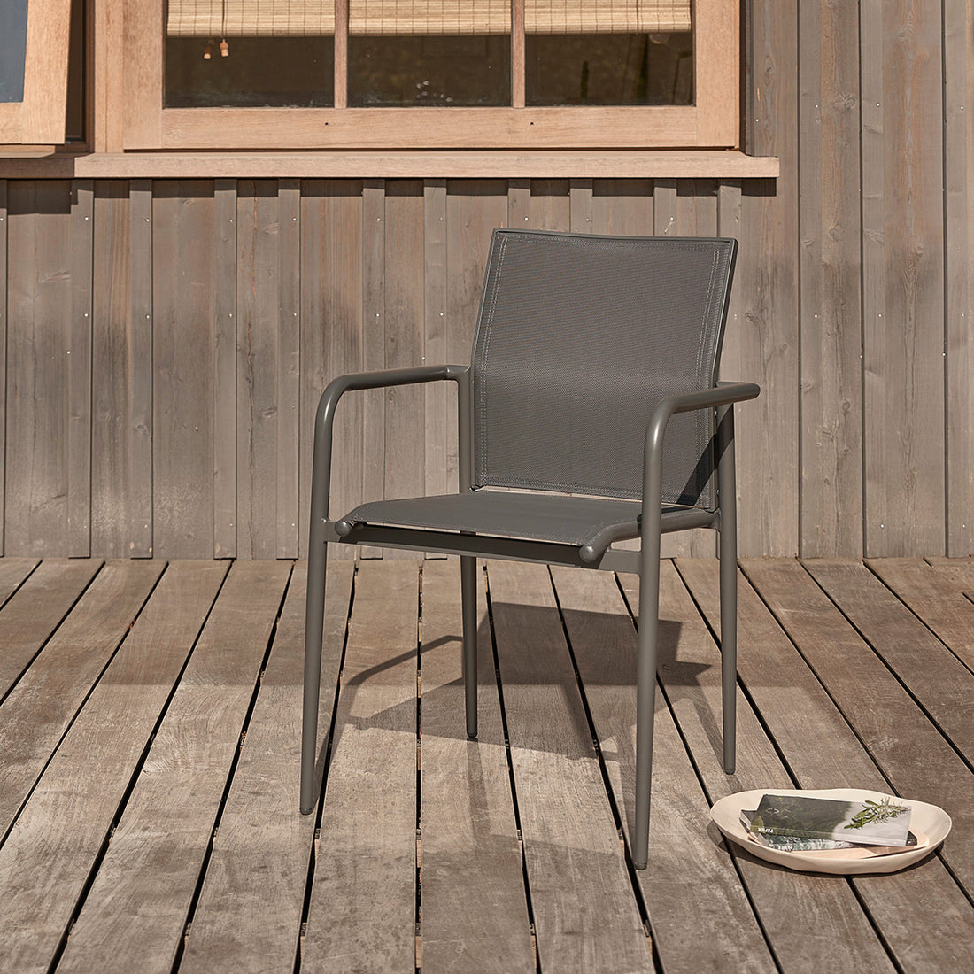 LAGON - Sillón de aluminio y textileno gris