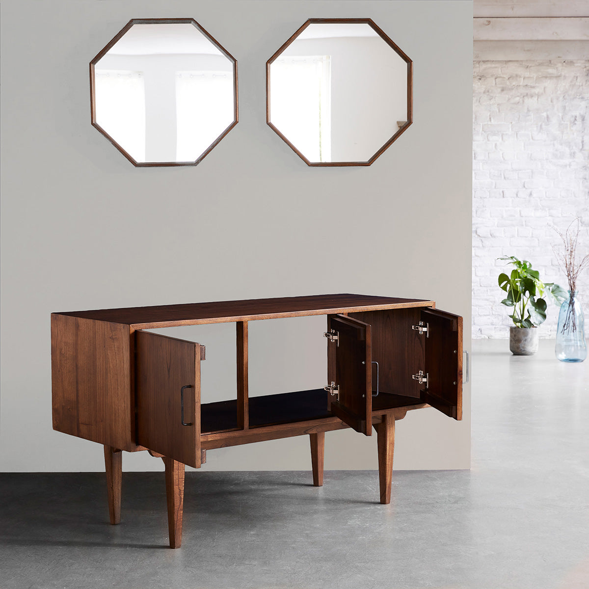 VINTAGE - Mueble de baño de mindi macizo 135 cm doble tablero