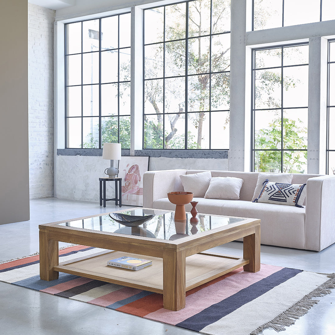 BOSTON - Mesa de centro de teca maciza 120 cm