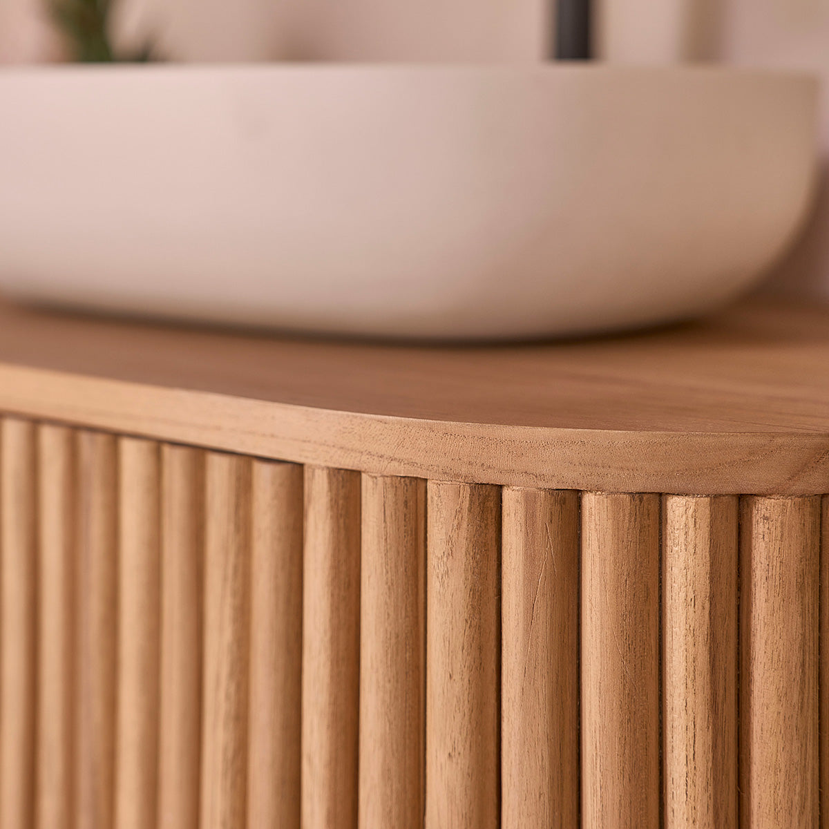 COLINE - Mueble para lavabo de teca maciza de 90 cm