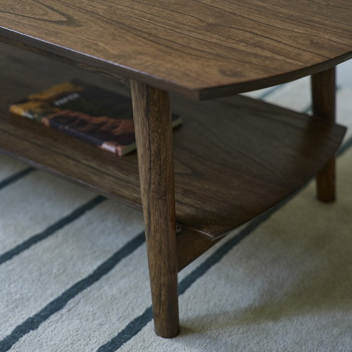 VINTAGE - Mesa de centro de mindi macizo acabado nogal 130 cm