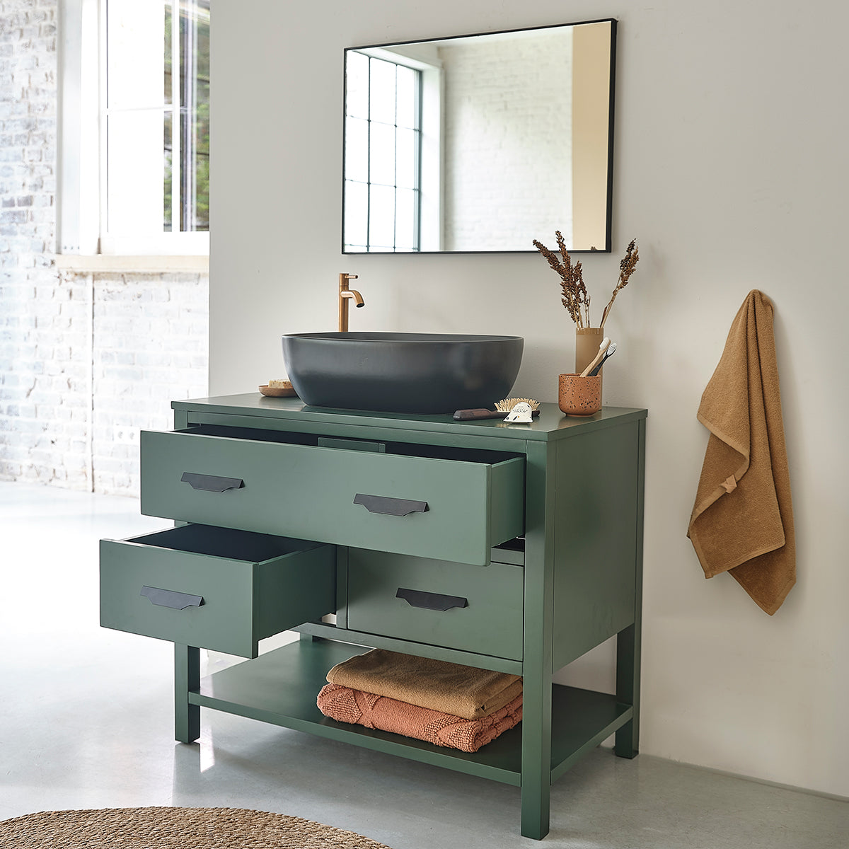 OLIVIA - Mueble para lavabo de acacia maciza de 90 cm