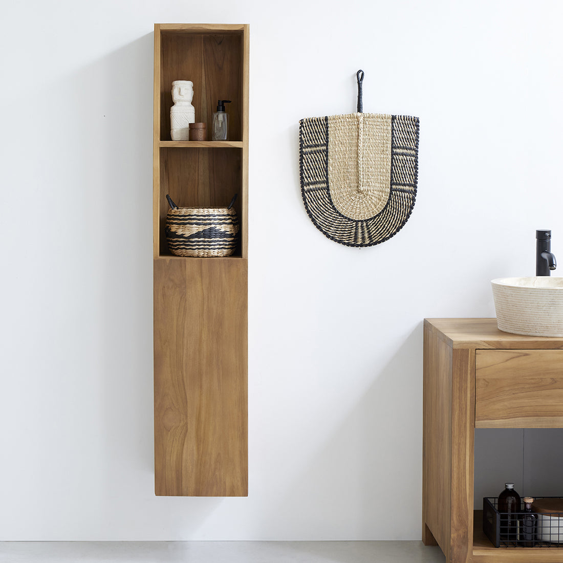 Columna de baño de teca maciza suspendida 150 cm