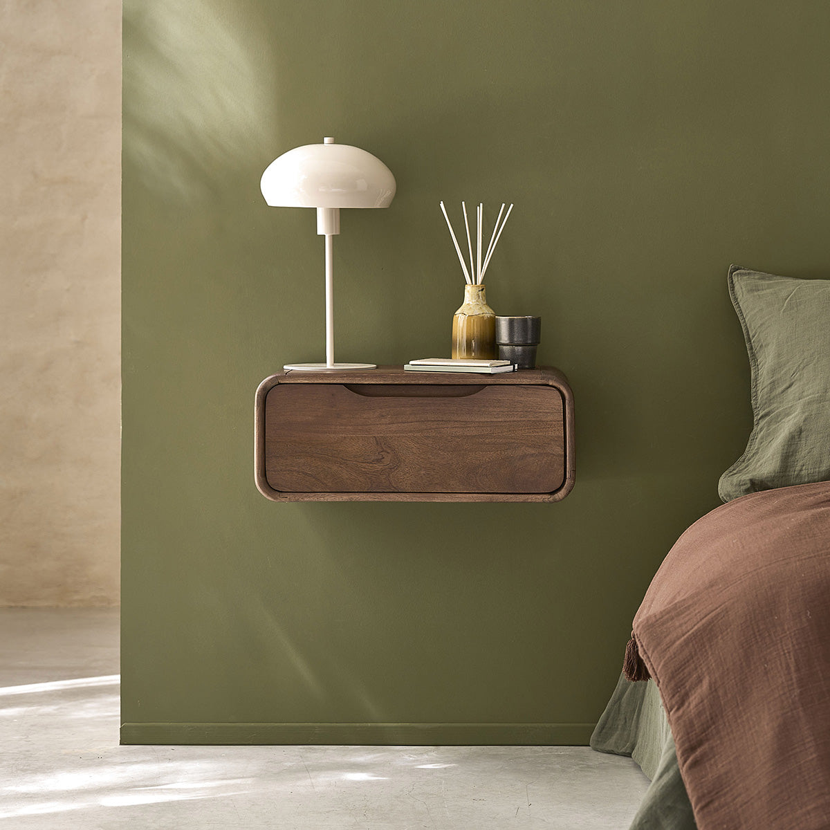 SOFIA - Mesita de noche de madera maciza de mango, 50 cm