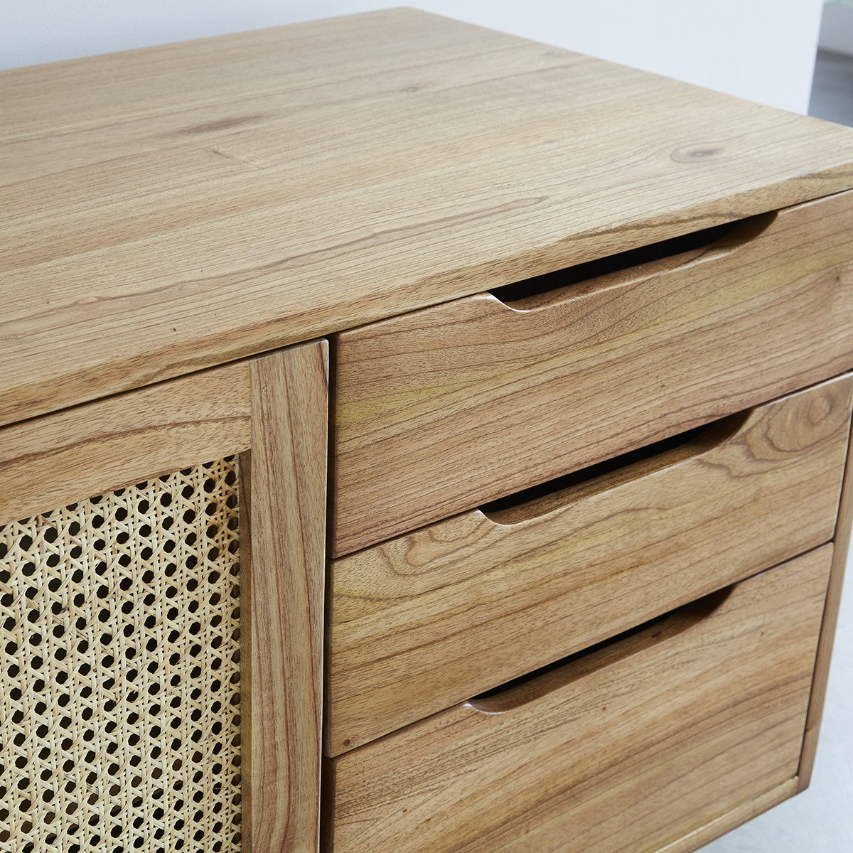 HANA - Mueble de lavabo de mindi macizo y rejilla 135 cm