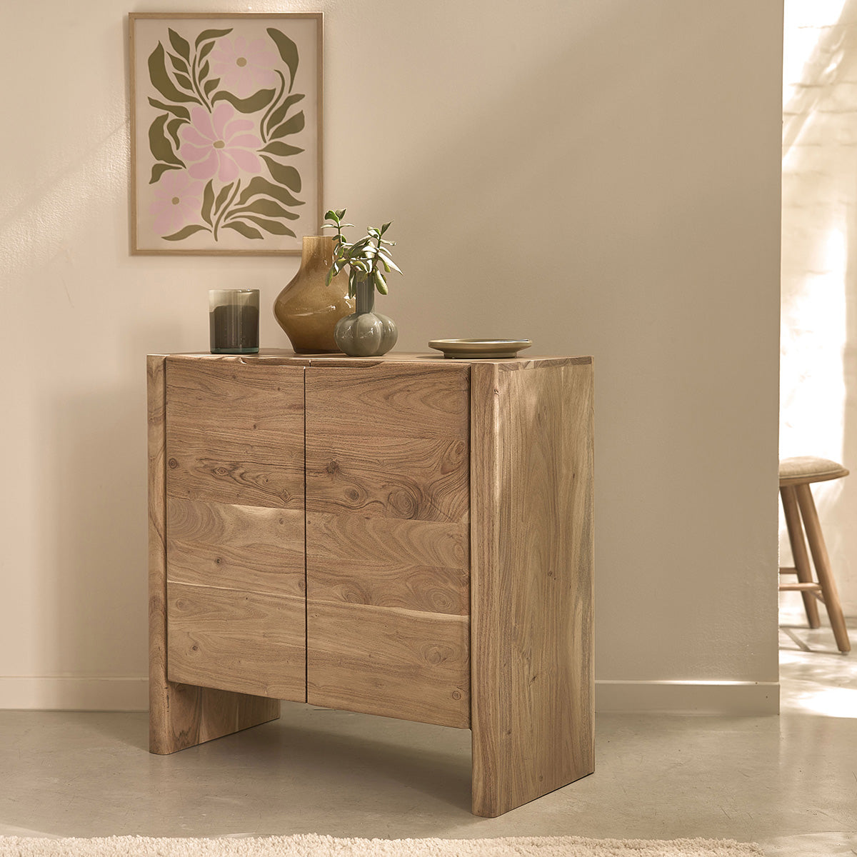 CALI - Aparador de acacia maciza de 80 cm