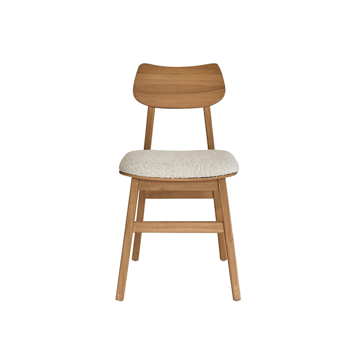 ADELE - Silla de teca maciza con asiento de buclé