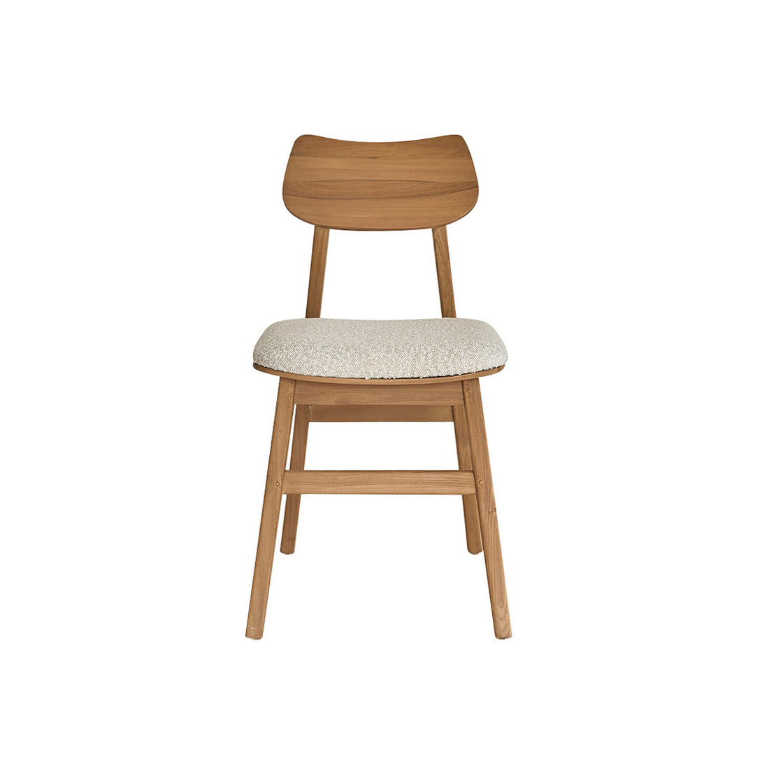 ADELE - Silla de teca maciza con asiento de buclé