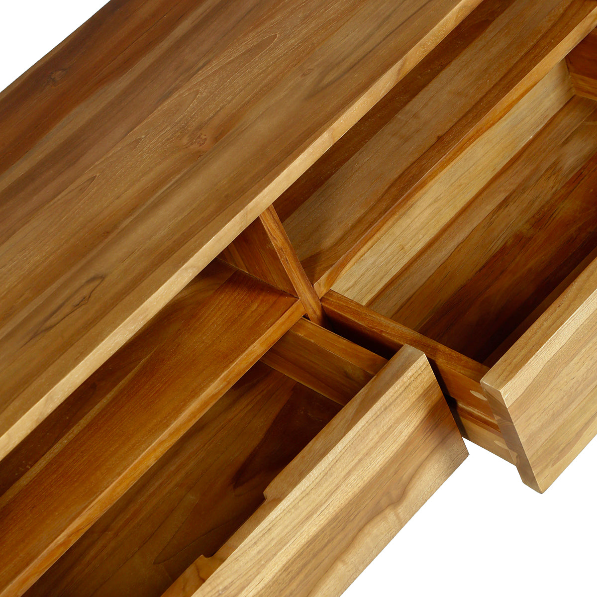 NIDO - Mueble de TV de teca maciza 2 cajones 100 cm