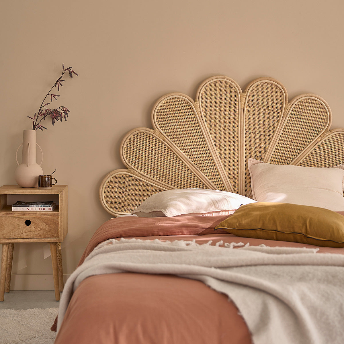 ROMY - Cabecero de ratán y rejilla 160 cm