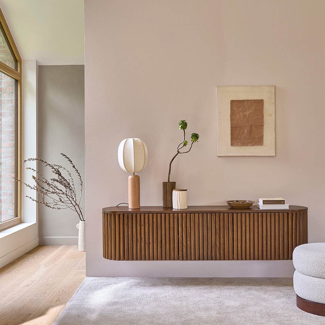 TRINIDAD - Mueble de TV suspendido de mindi macizo 170 cm