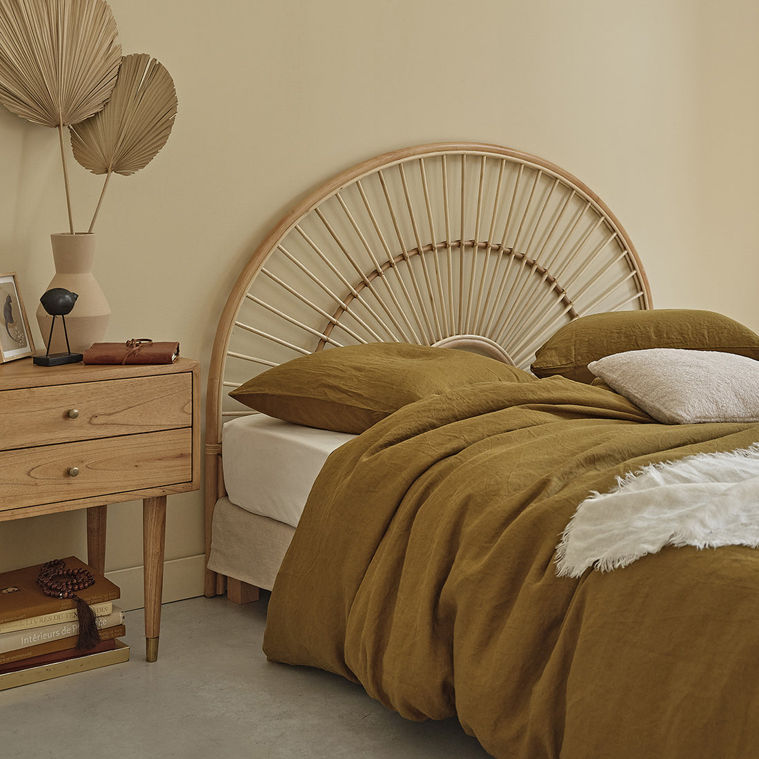 BOHO - Cabecero redondo de ratán 160 cm