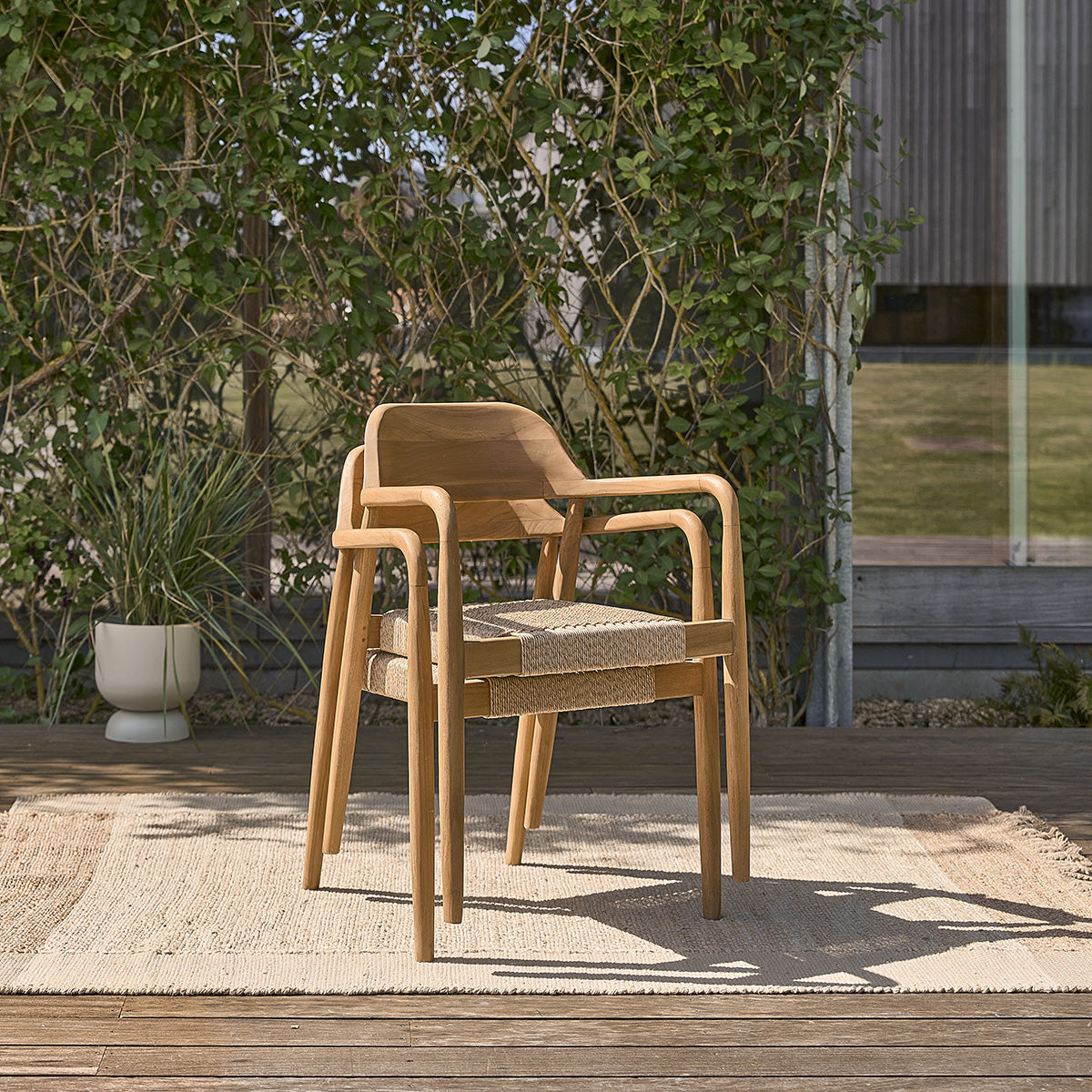 ALIZÉ - Sillón de jardín de teca maciza y cuerda (lote de 2)