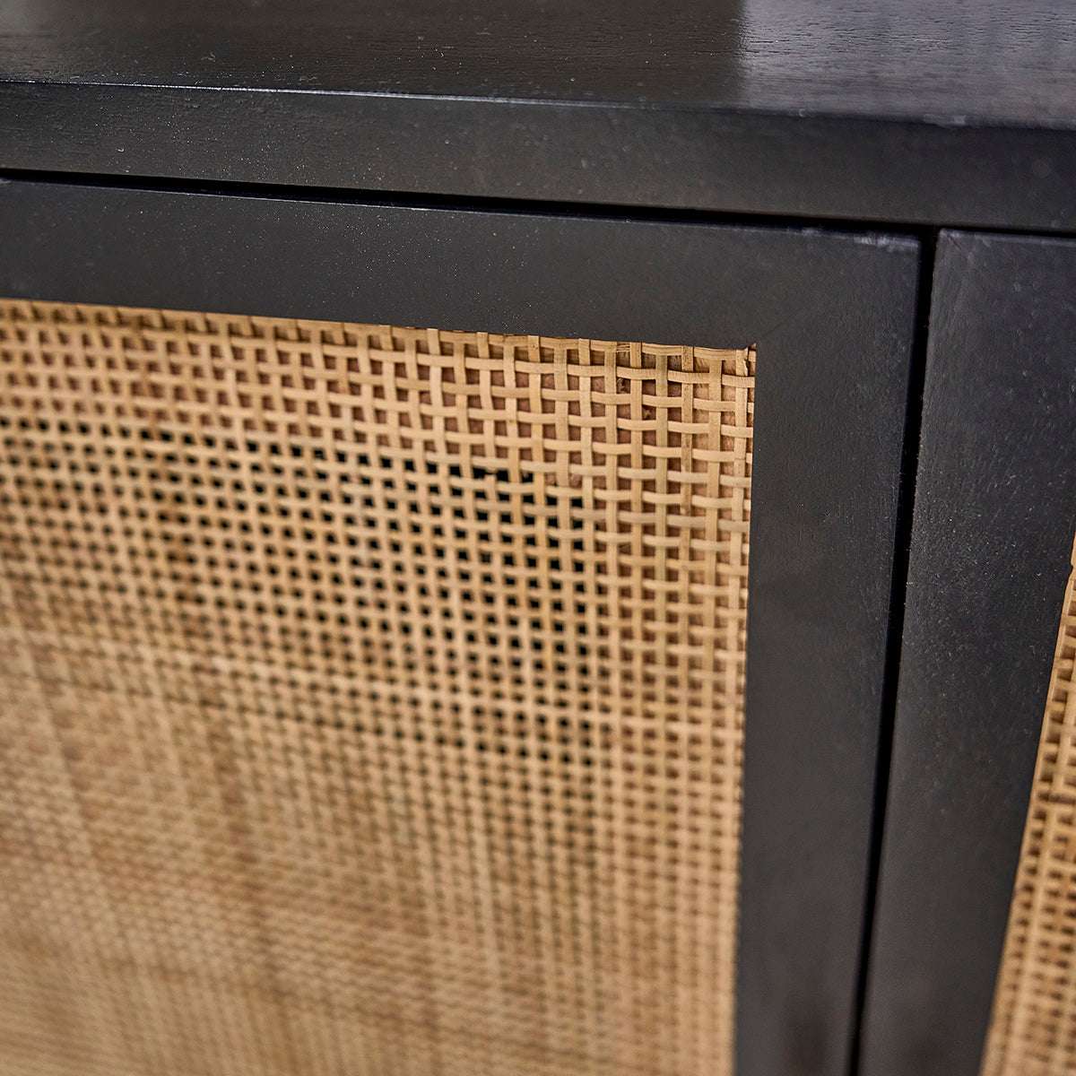 BLAISE - Librería de mango macizo negro y rejilla de 170 cm