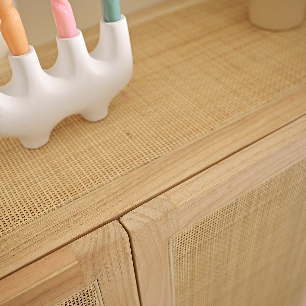 MAËL - Aparador de mindi macizo y rejilla 190 cm