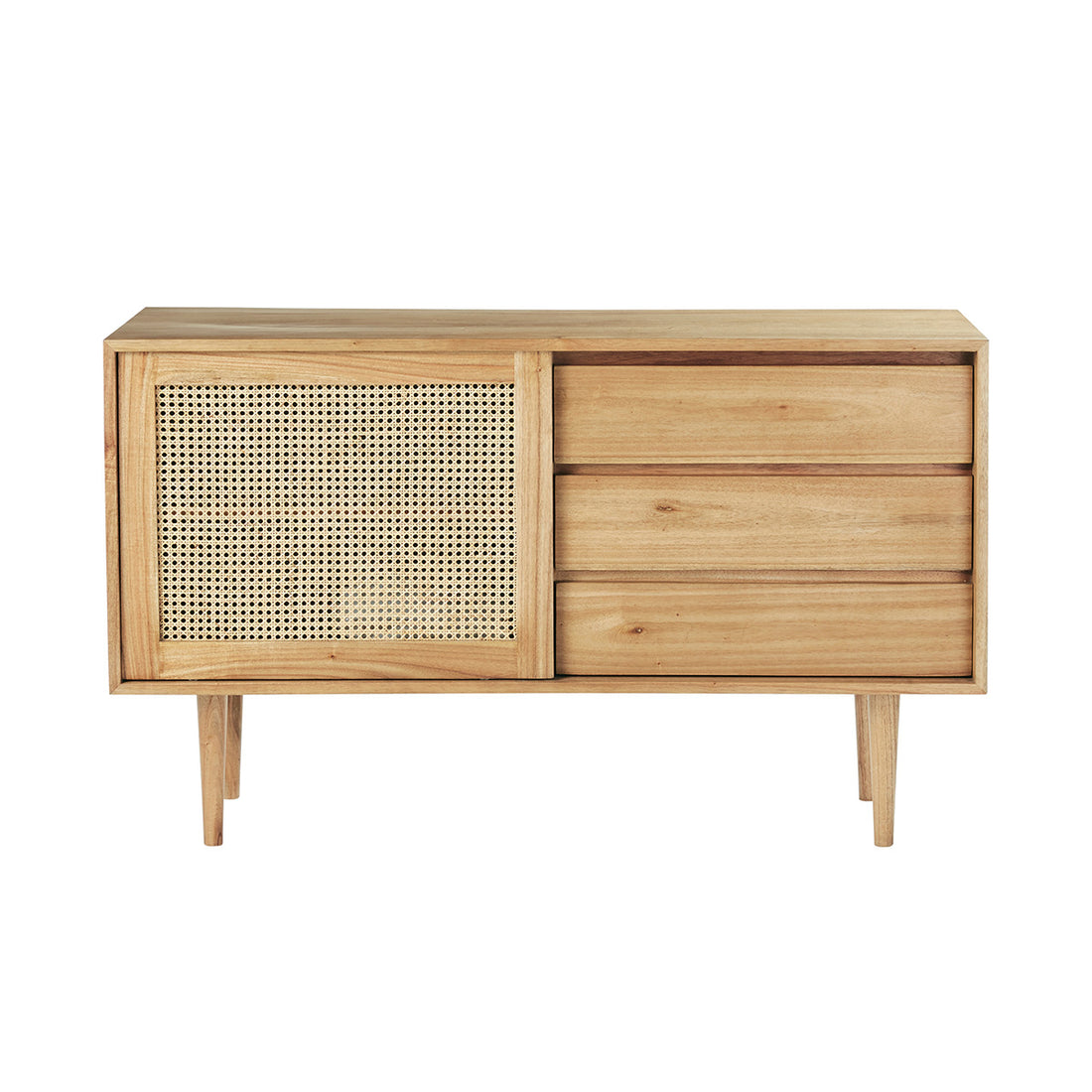 HANA - Cómoda de mindi macizo y rejilla 135 cm