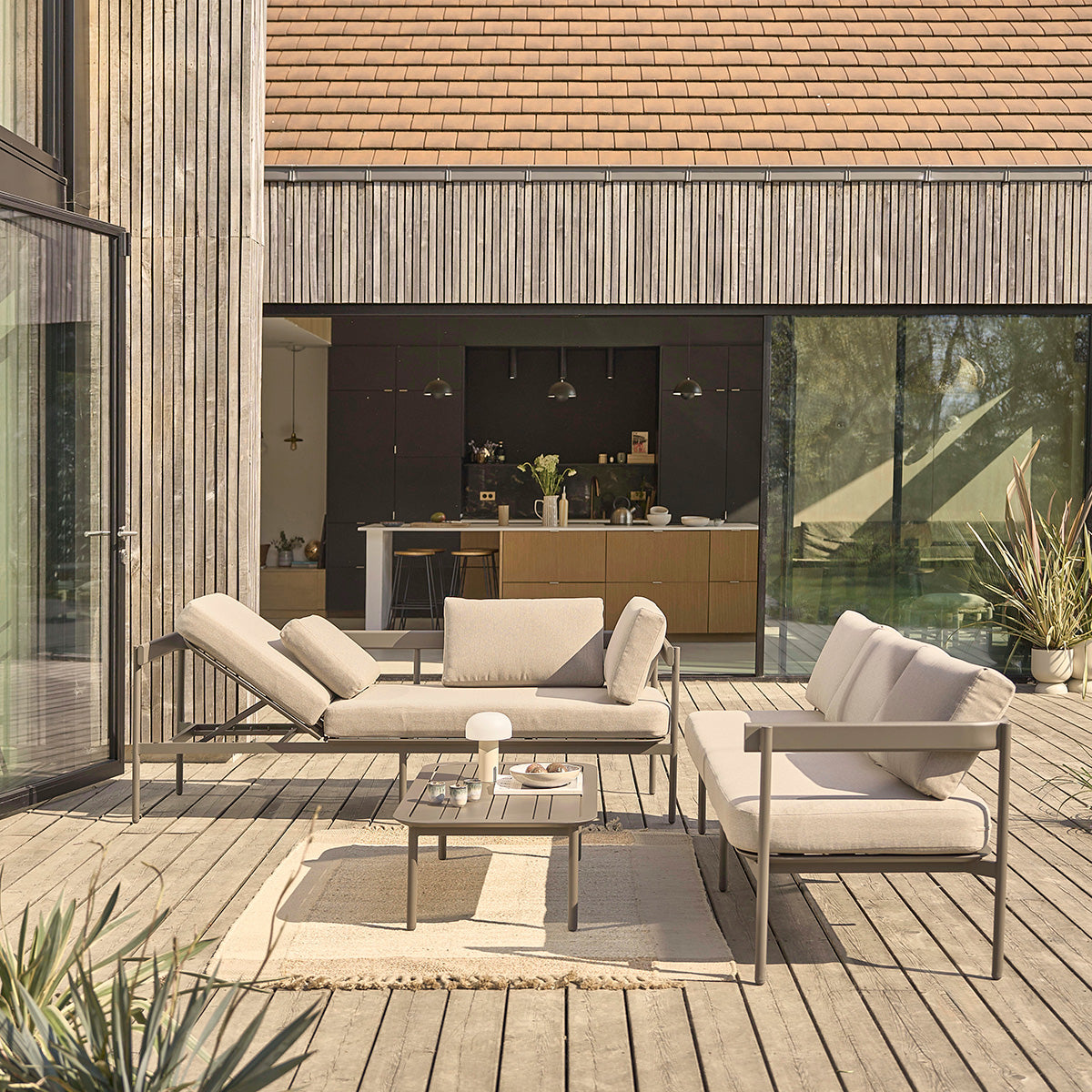 ALVAR - Conjunto de muebles de jardín bajo de aluminio