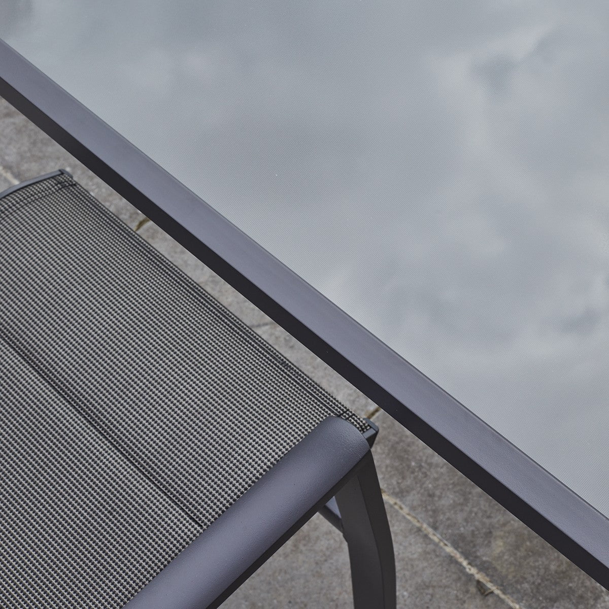 MODULO - Salón de exterior extensible de aluminio gris 8/12 pers.