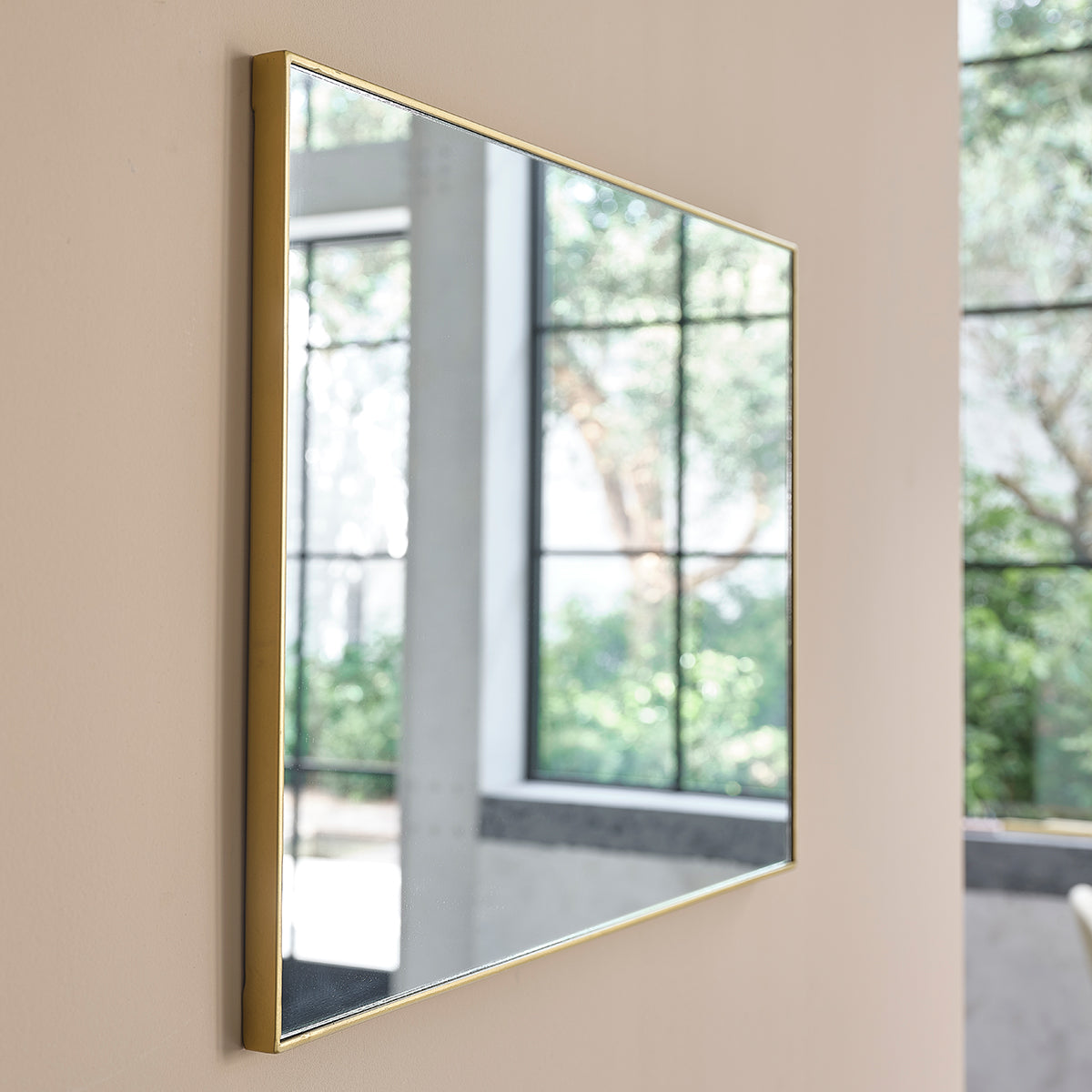 LUNA - Espejo rectangular de metal dorado 70x50 cm