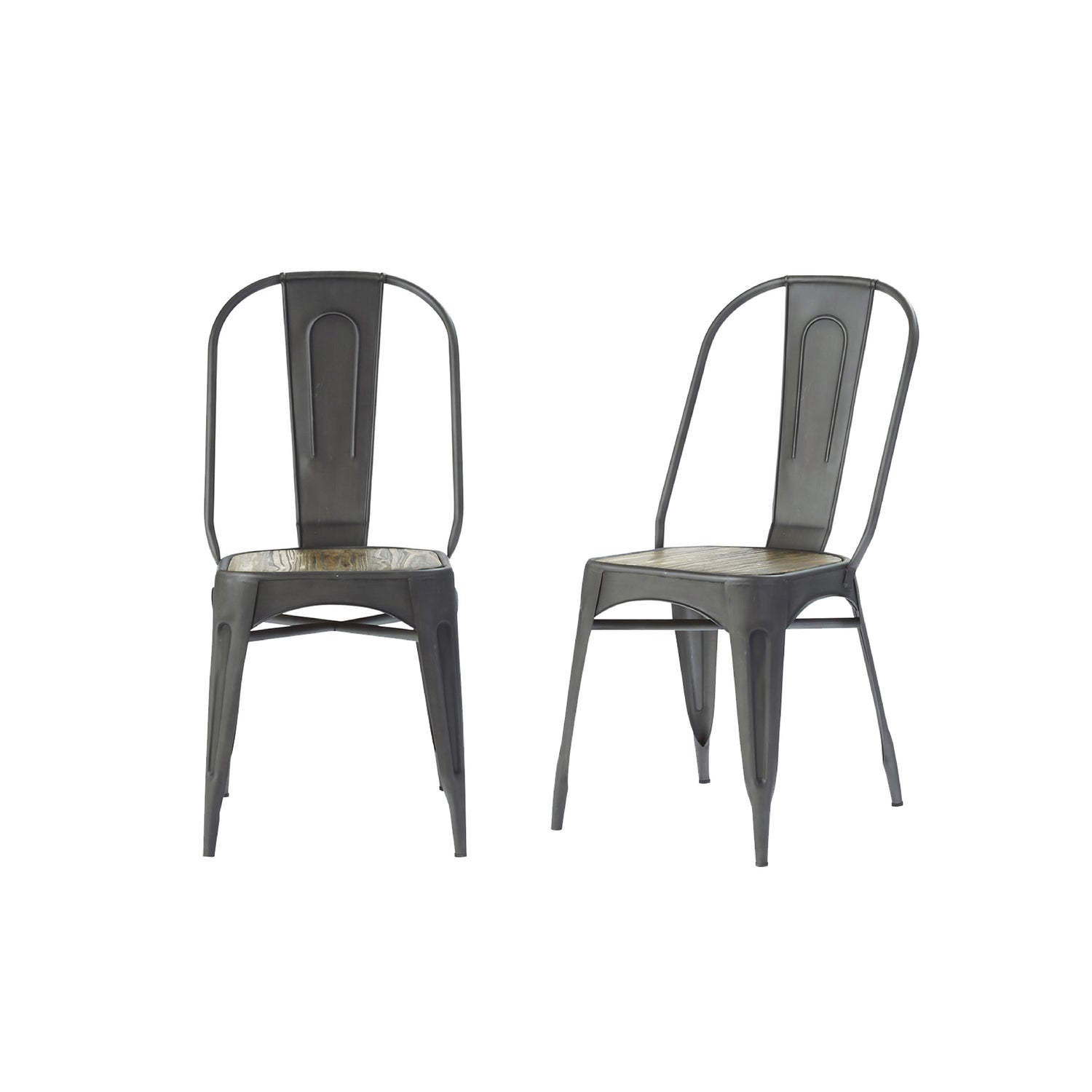 INDUS - Lote de 2 sillas de madera reciclada maciza y metal