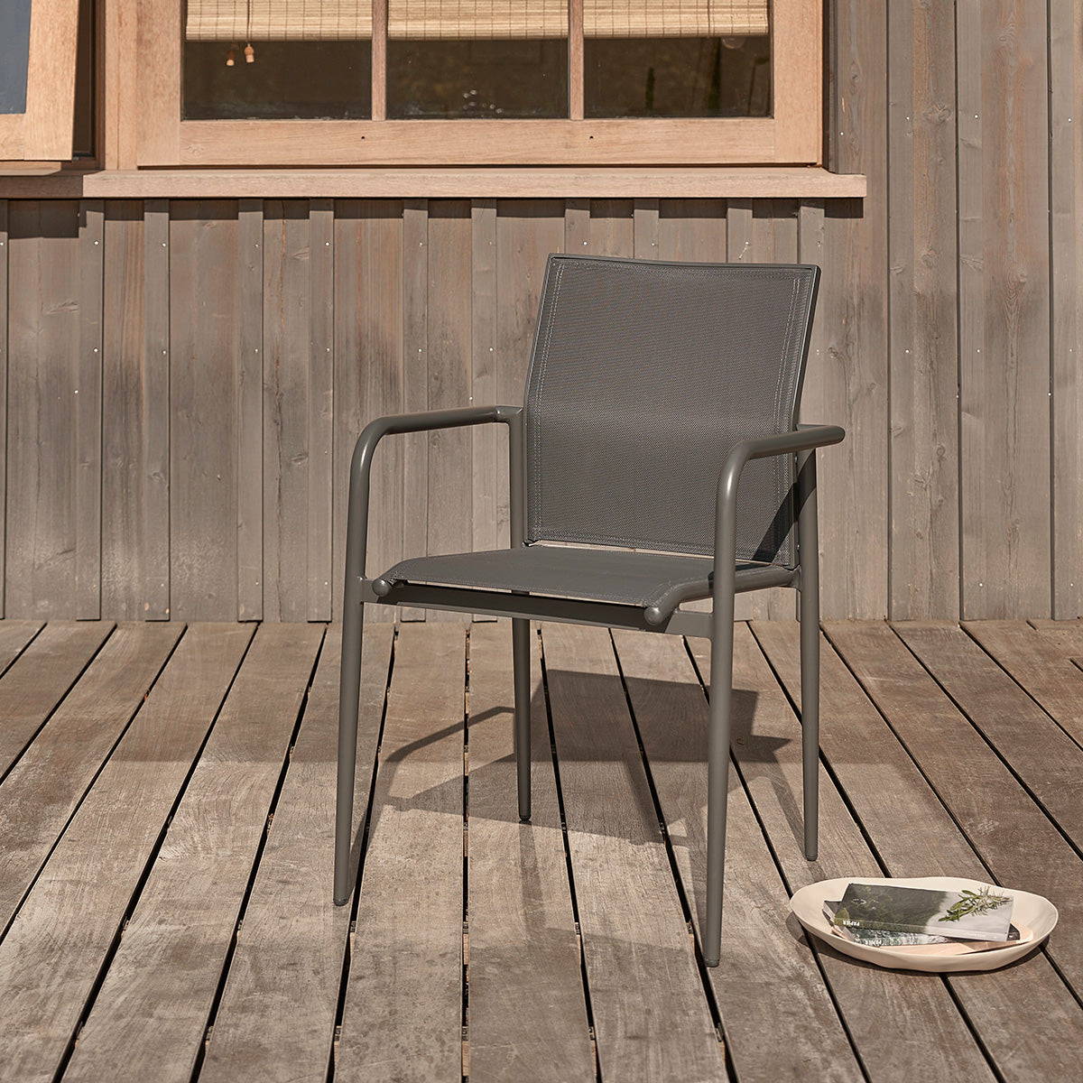 LAGON - Sillón de aluminio y textileno gris