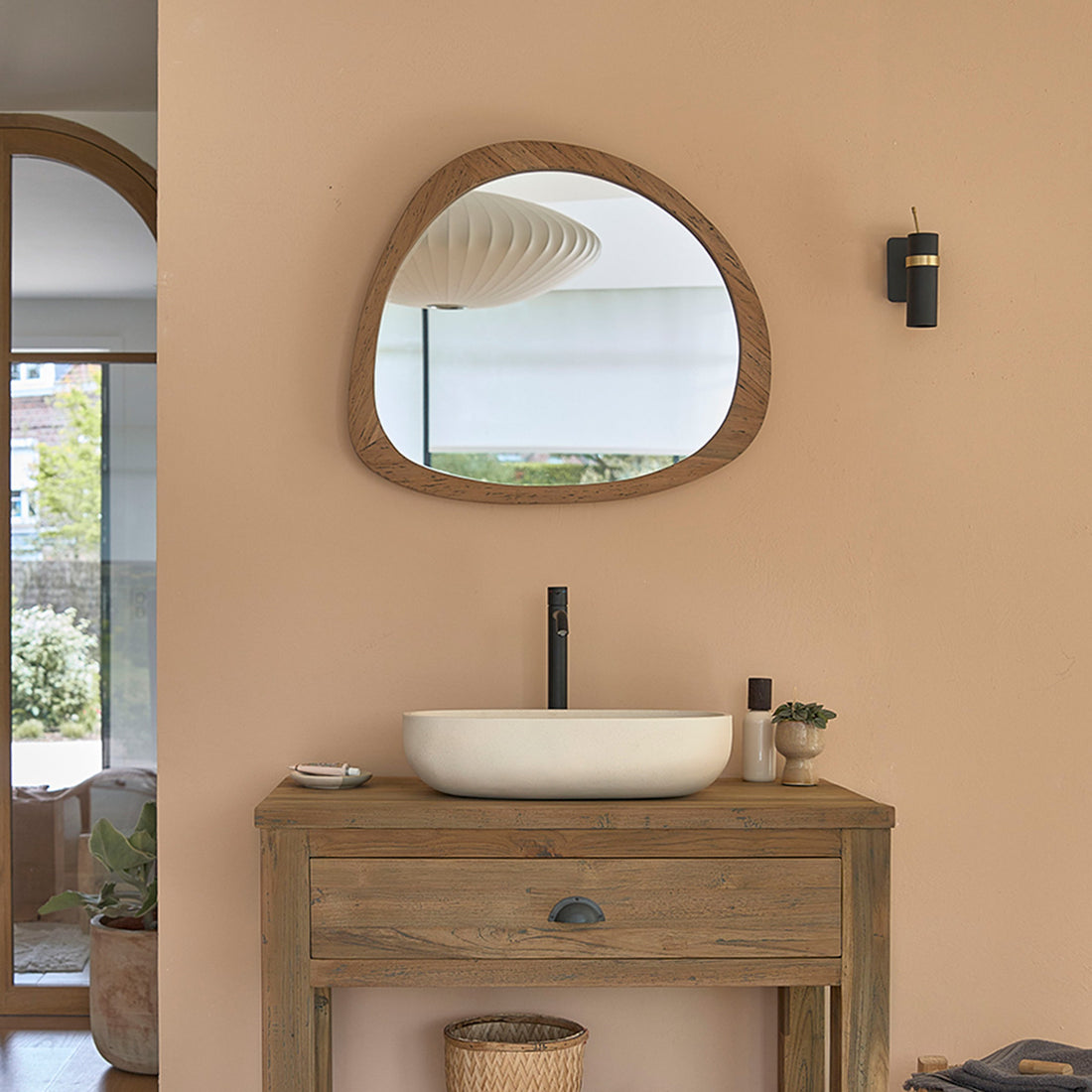 AUSTIN - Espejo de teca maciza reciclada de 70 cm