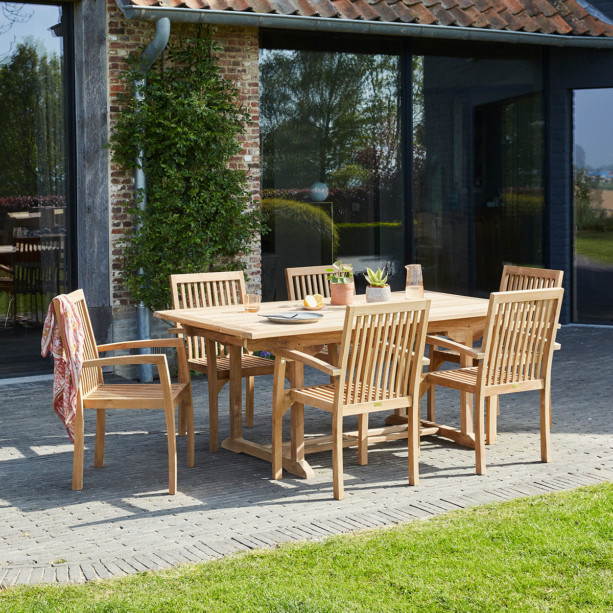 MIDLAND - Salón de exterior extensible de teca maciza para 8/10 pers.