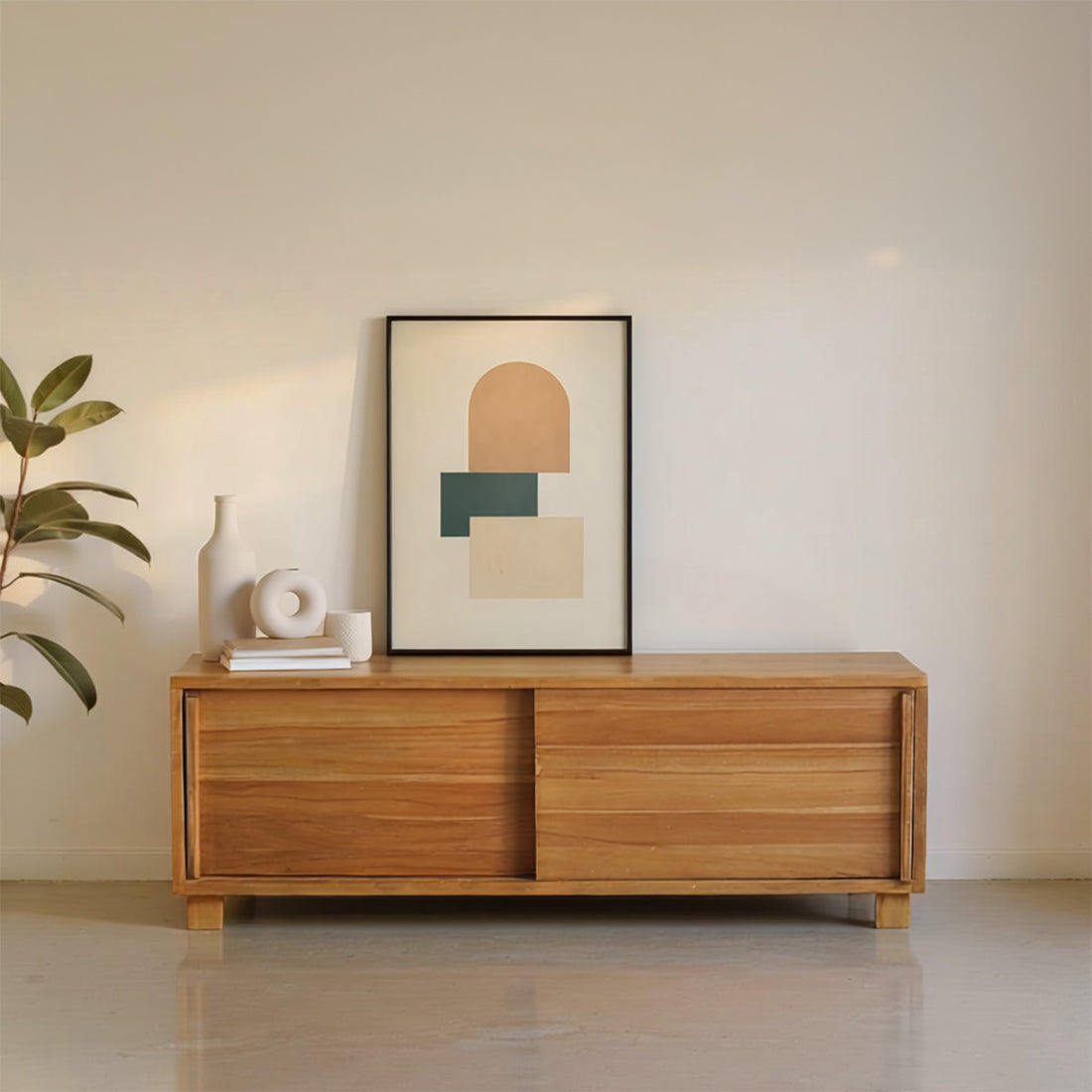 NIDO - Mueble de TV de teca maciza 100 cm