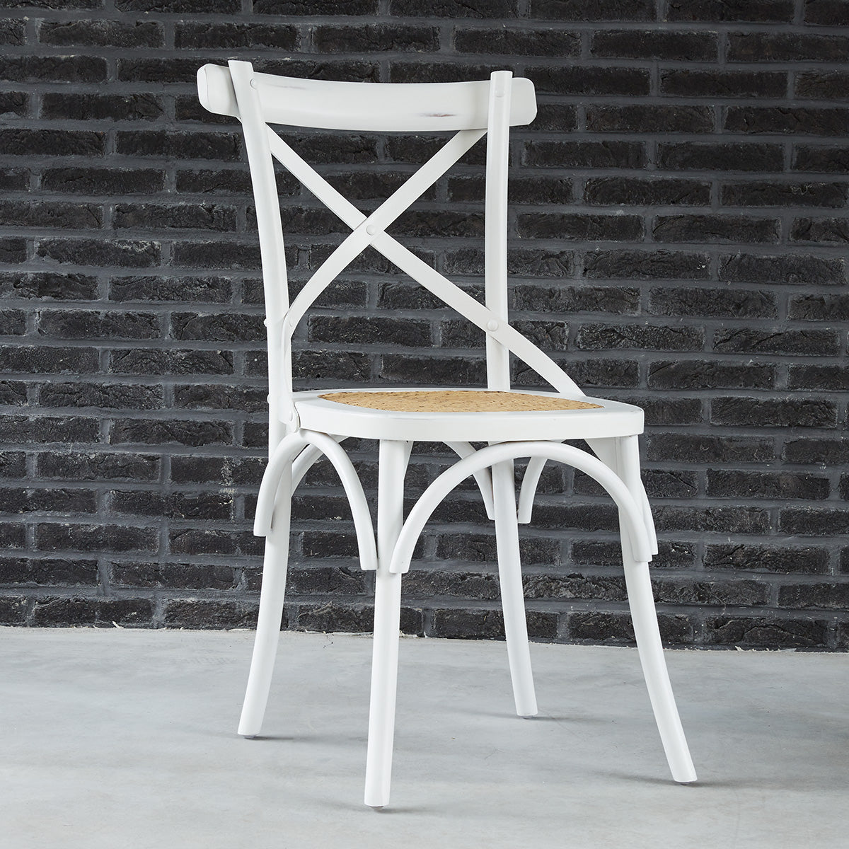 LONDRES - Silla bistró de caoba maciza y ratán blanco