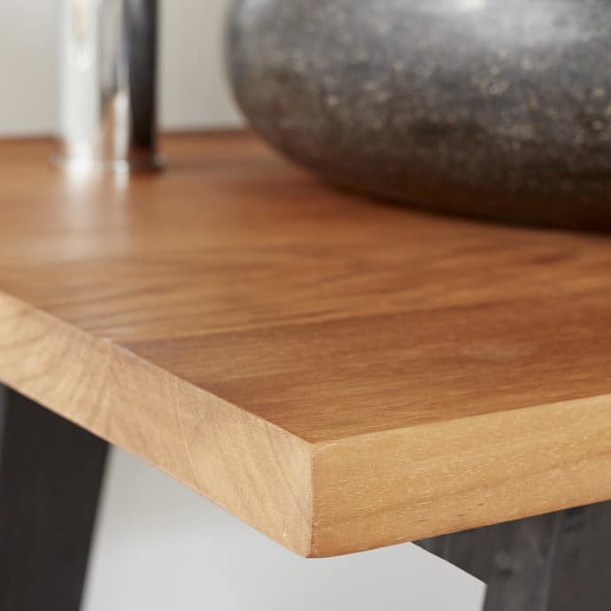 SARA - Mueble de baño de teca maciza patas negras 150 cm