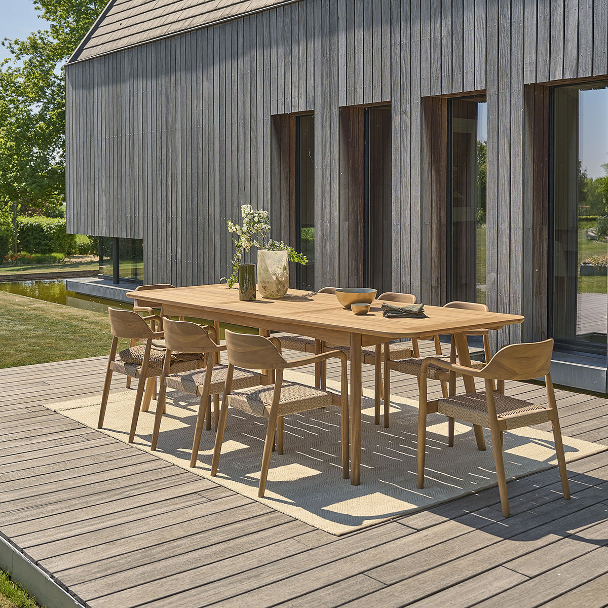 ALIZÉ - Conjunto de muebles de jardín de teca maciza extensible 6/8 pers.
