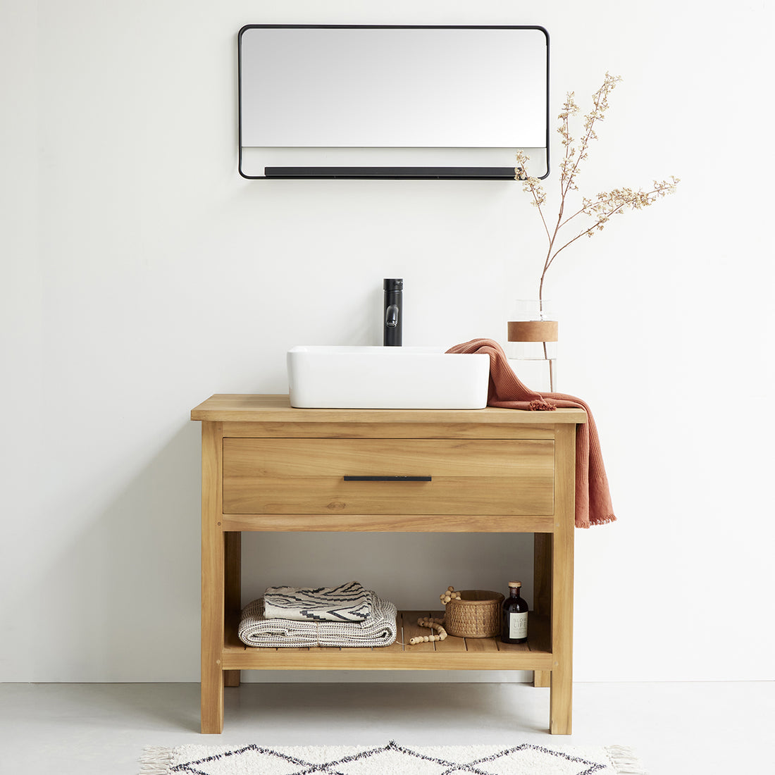 MARLI - Mueble de lavabo de teca maciza 90 cm
