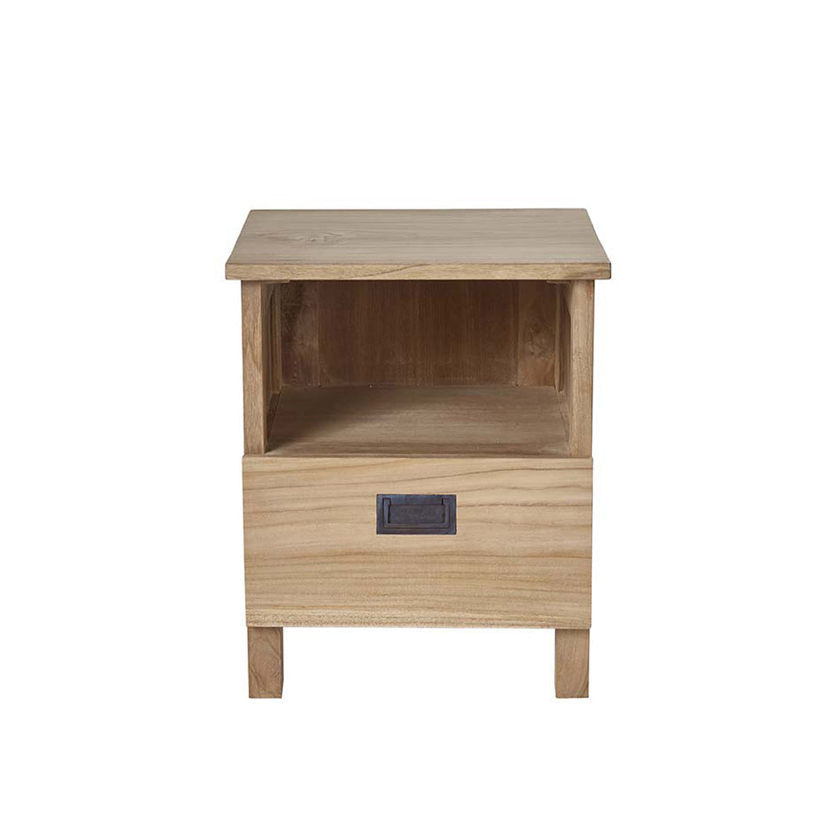 ALDO - Mesita de noche de teca maciza de 45 cm