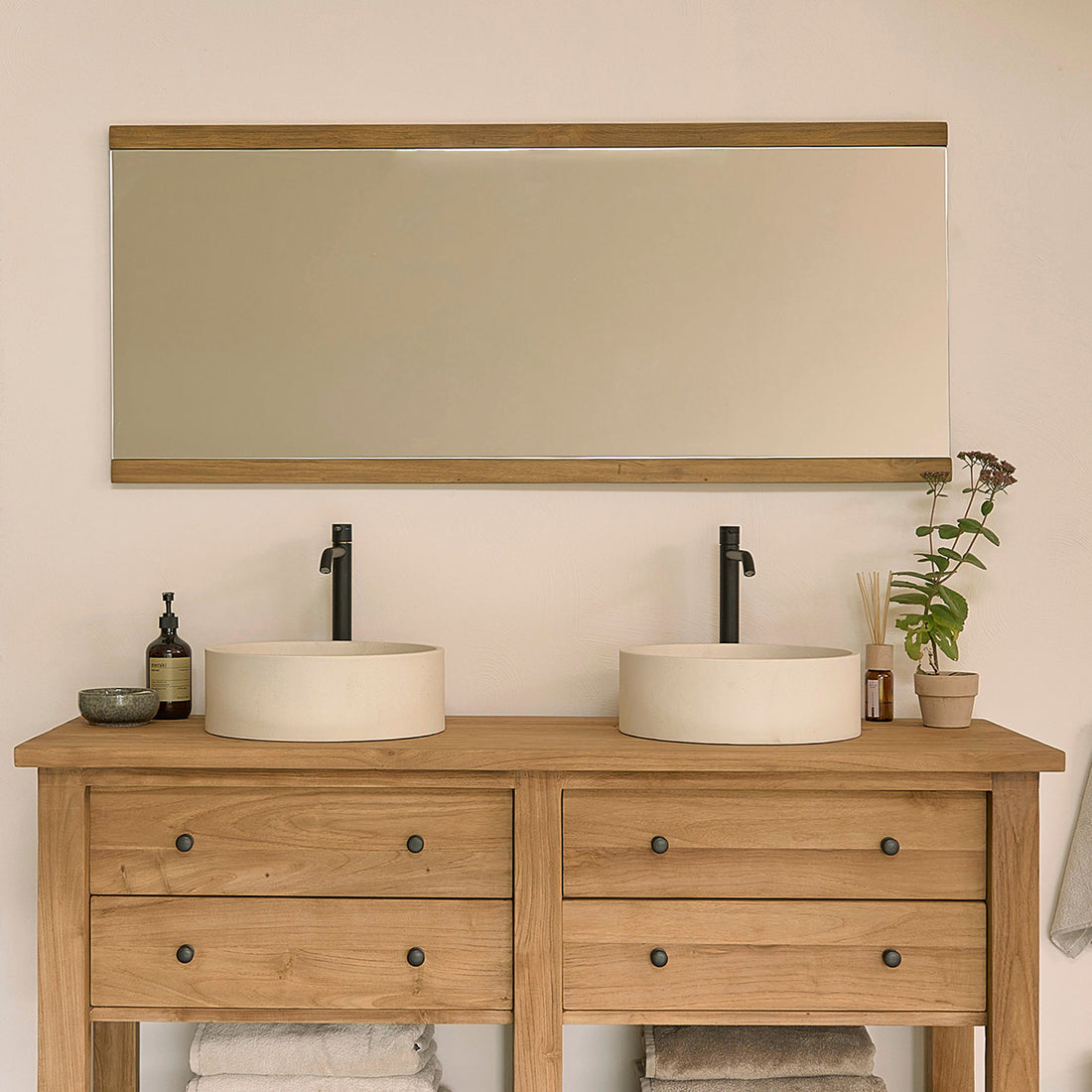 NAHELE - Espejo de teca maciza reciclada 140x60 cm