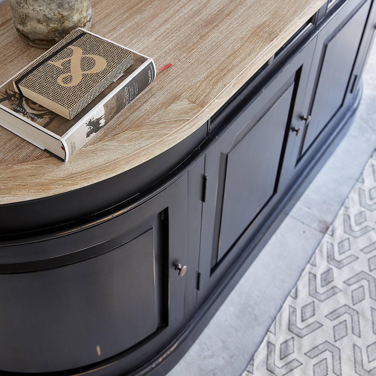 LONDRES - Aparador de caoba y teca maciza 180 cm negro