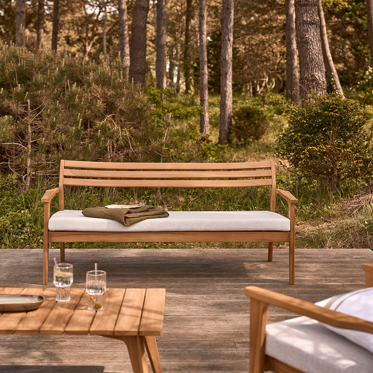 BARI - Sofá de exterior de teca maciza de 175 cm