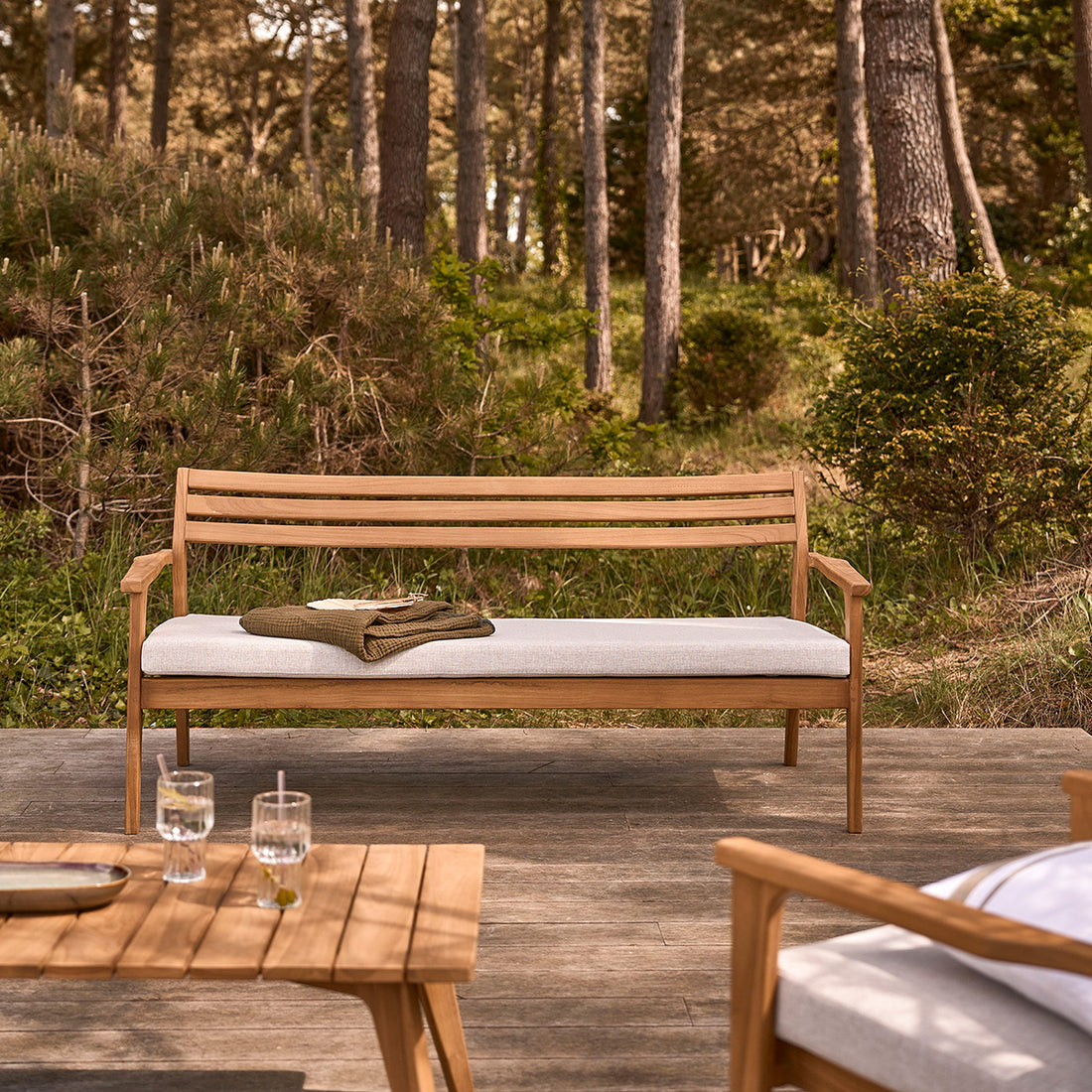 BARI - Sofá de exterior de teca maciza de 175 cm