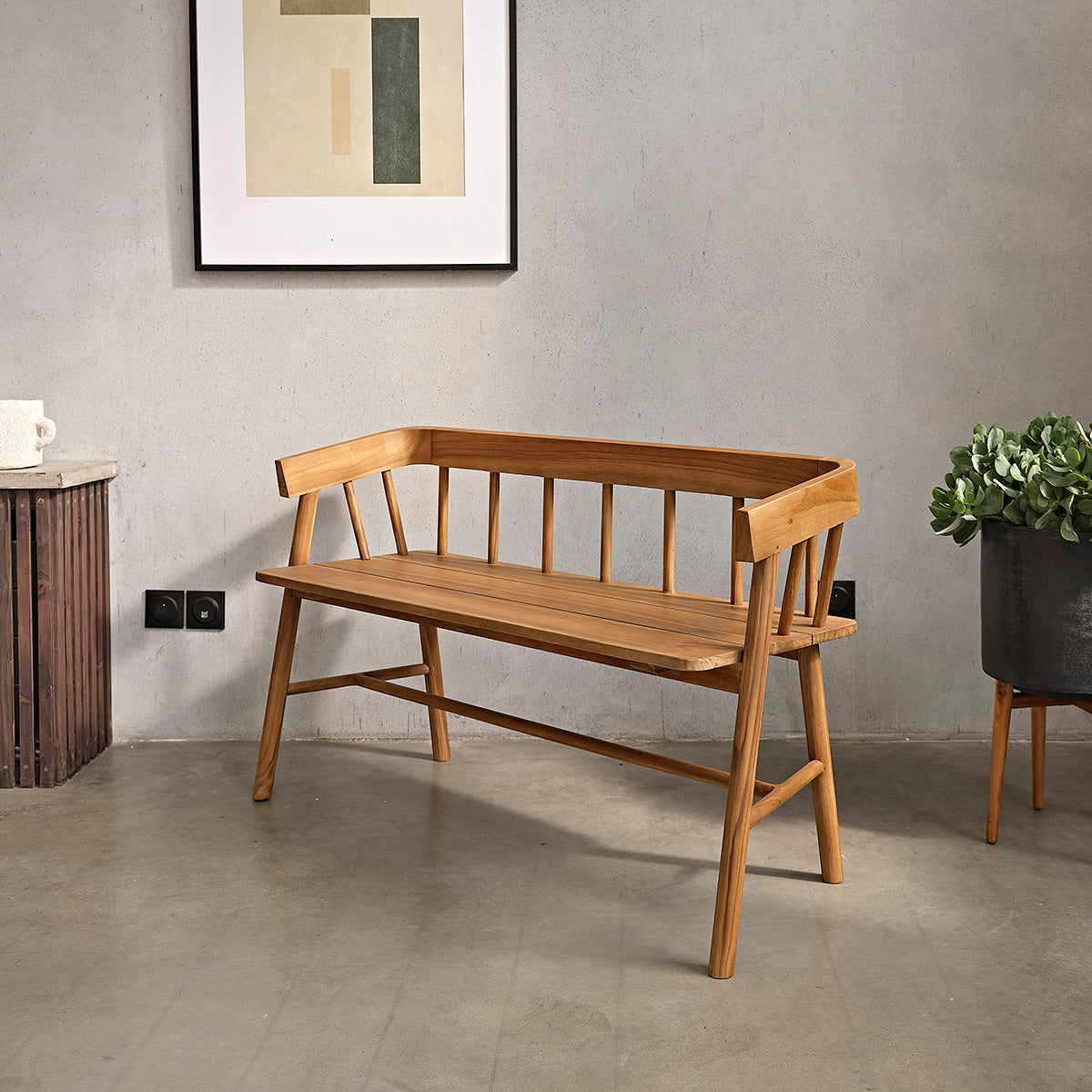 NIDO - Banco de teca maciza 120 cm
