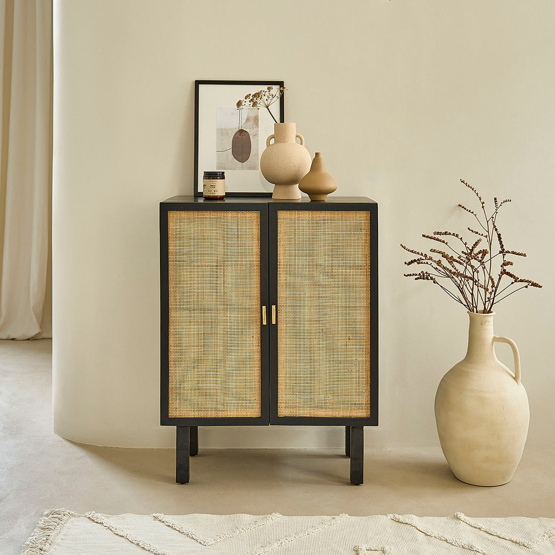 BLAISE - Aparador de mango macizo y rejilla 68 cm