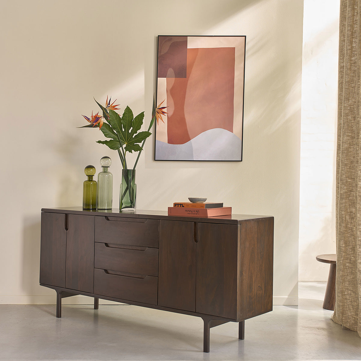 LAZARE - Aparador de madera maciza de mango de 180 cm