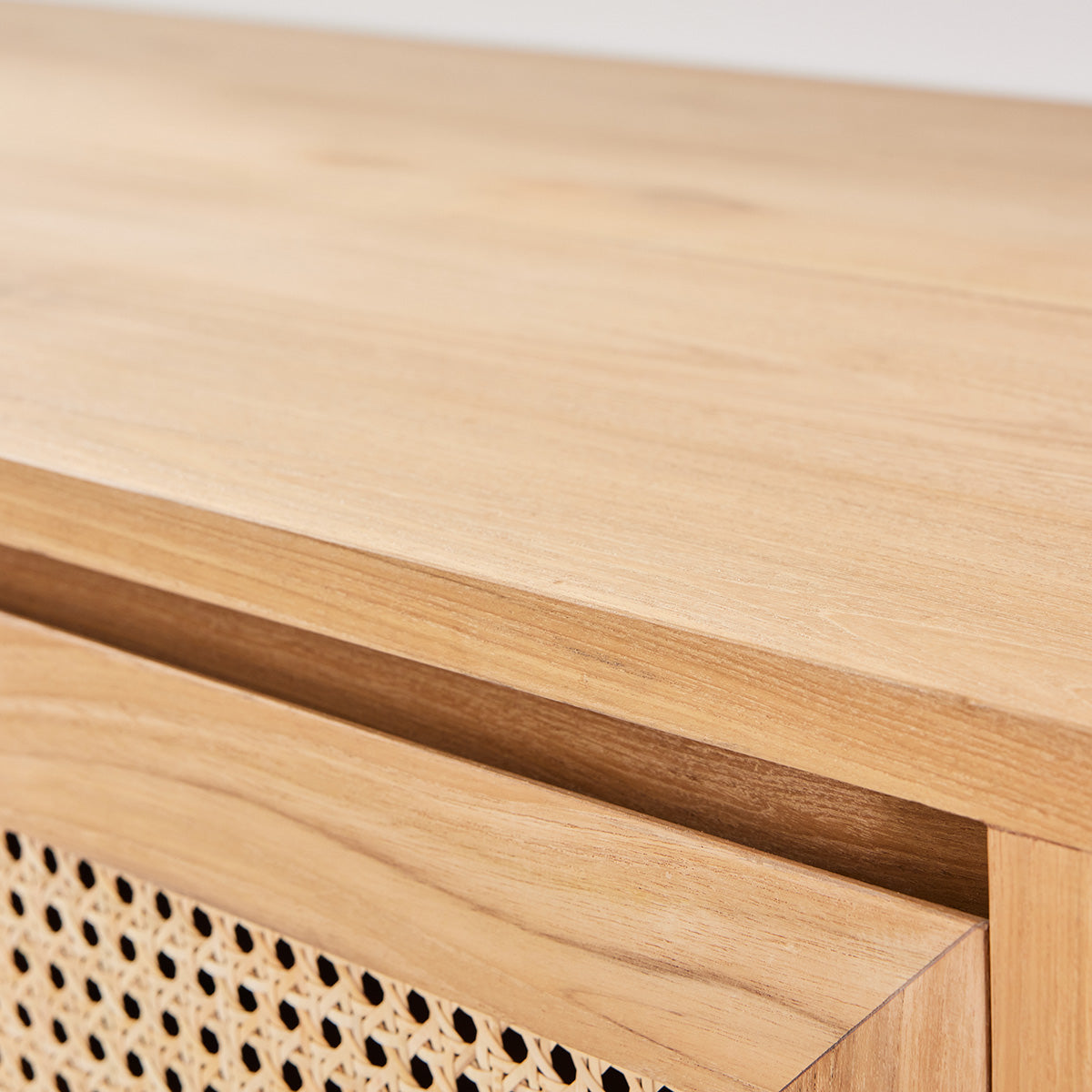 ELIOTT - Mueble de lavabo de teca maciza y rejilla 90 cm