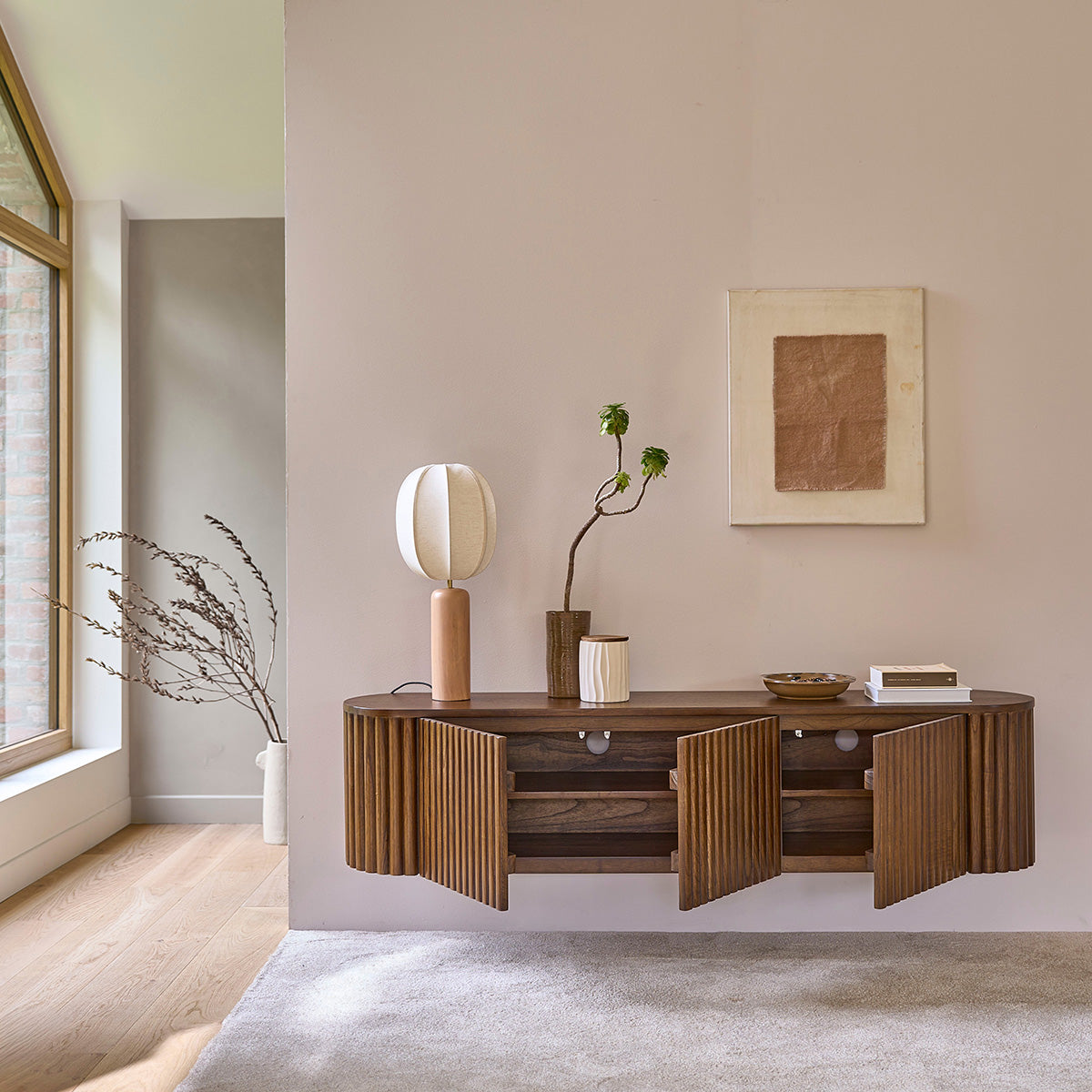 TRINIDAD - Mueble de TV suspendido de mindi macizo 170 cm