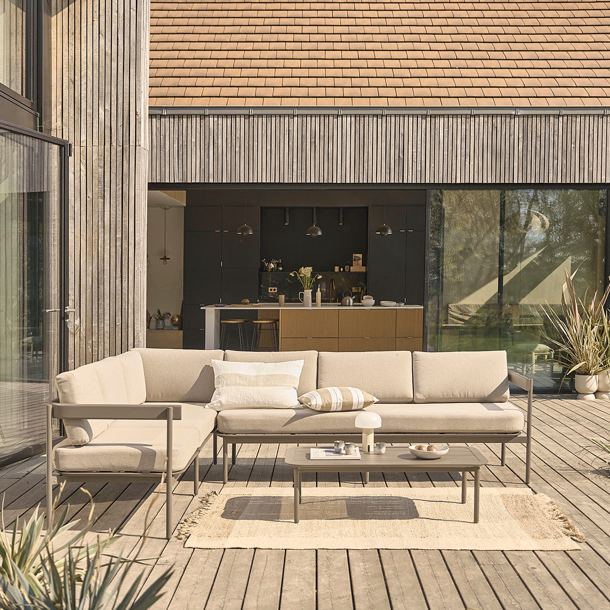 ALVAR - Conjunto de muebles de jardín bajo de aluminio