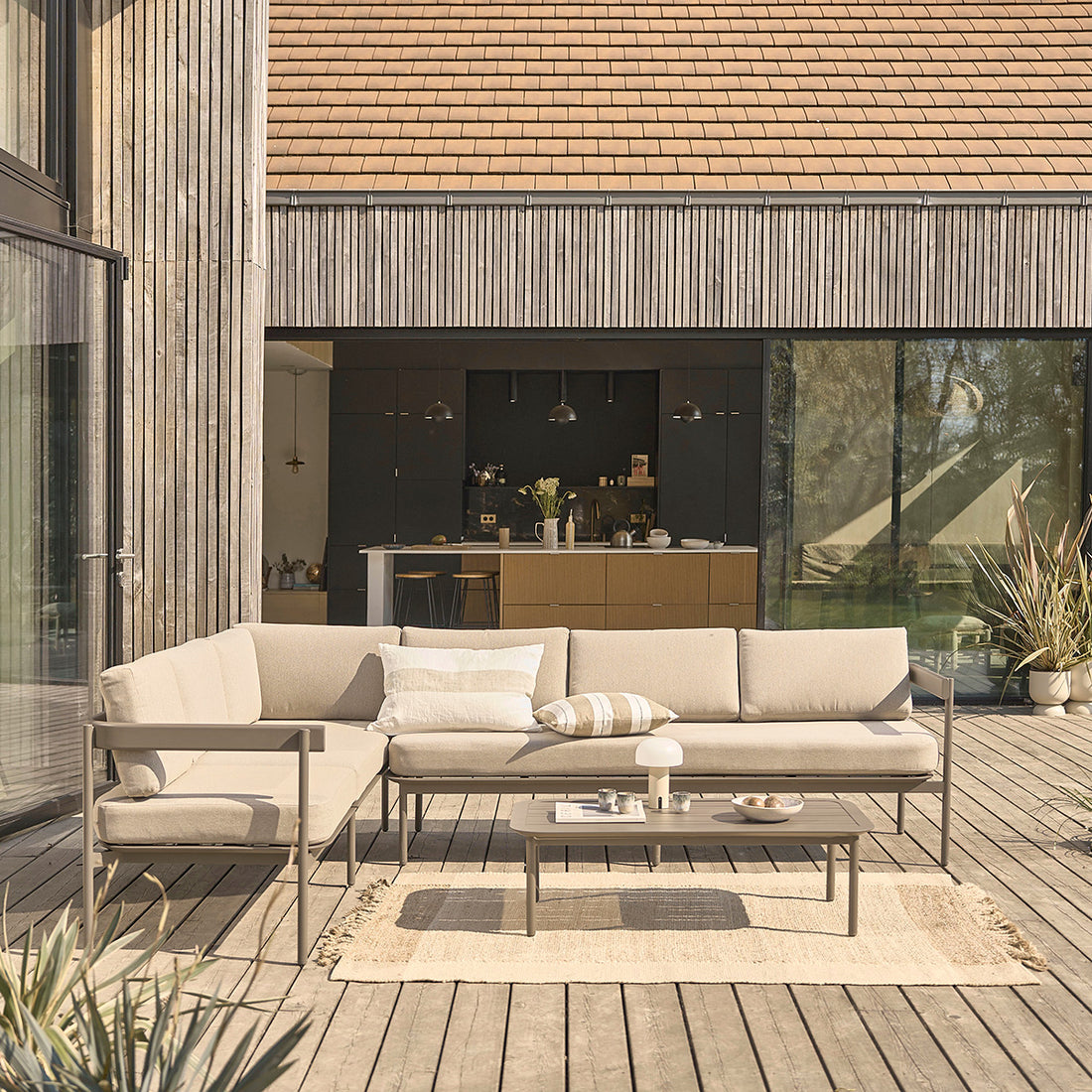 ALVAR - Conjunto de muebles de jardín bajo de aluminio