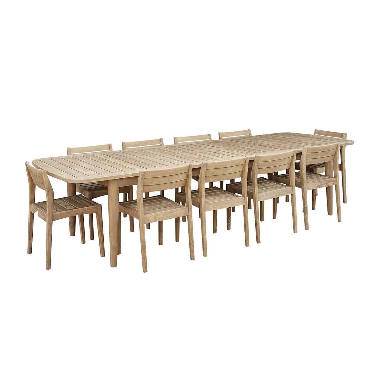 HORTENSE - Salón de exterior extensible de teca reciclada para 10/12 pers.