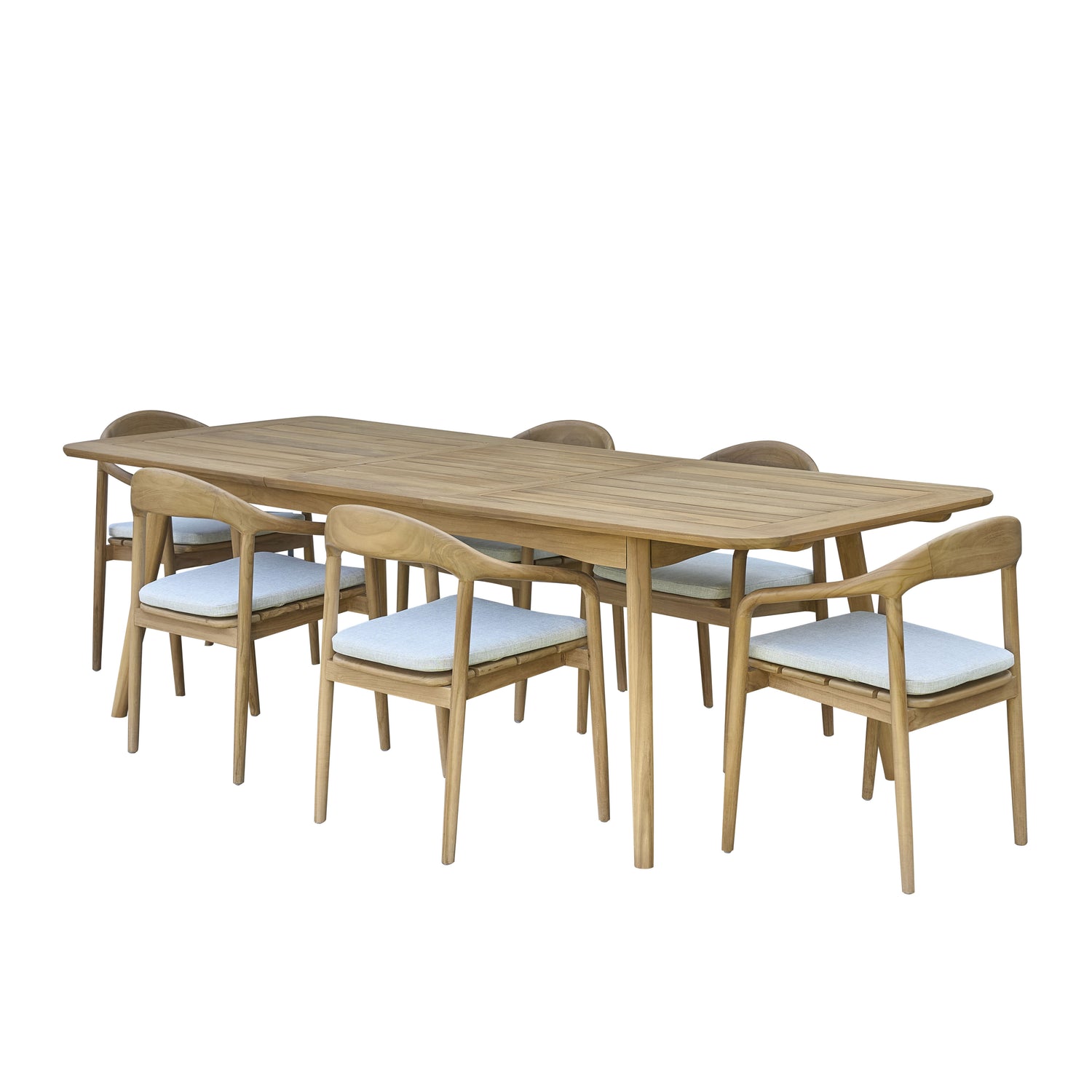 AMBRE - Conjunto de muebles de jardín de teca maciza extensible 6/8 pers.