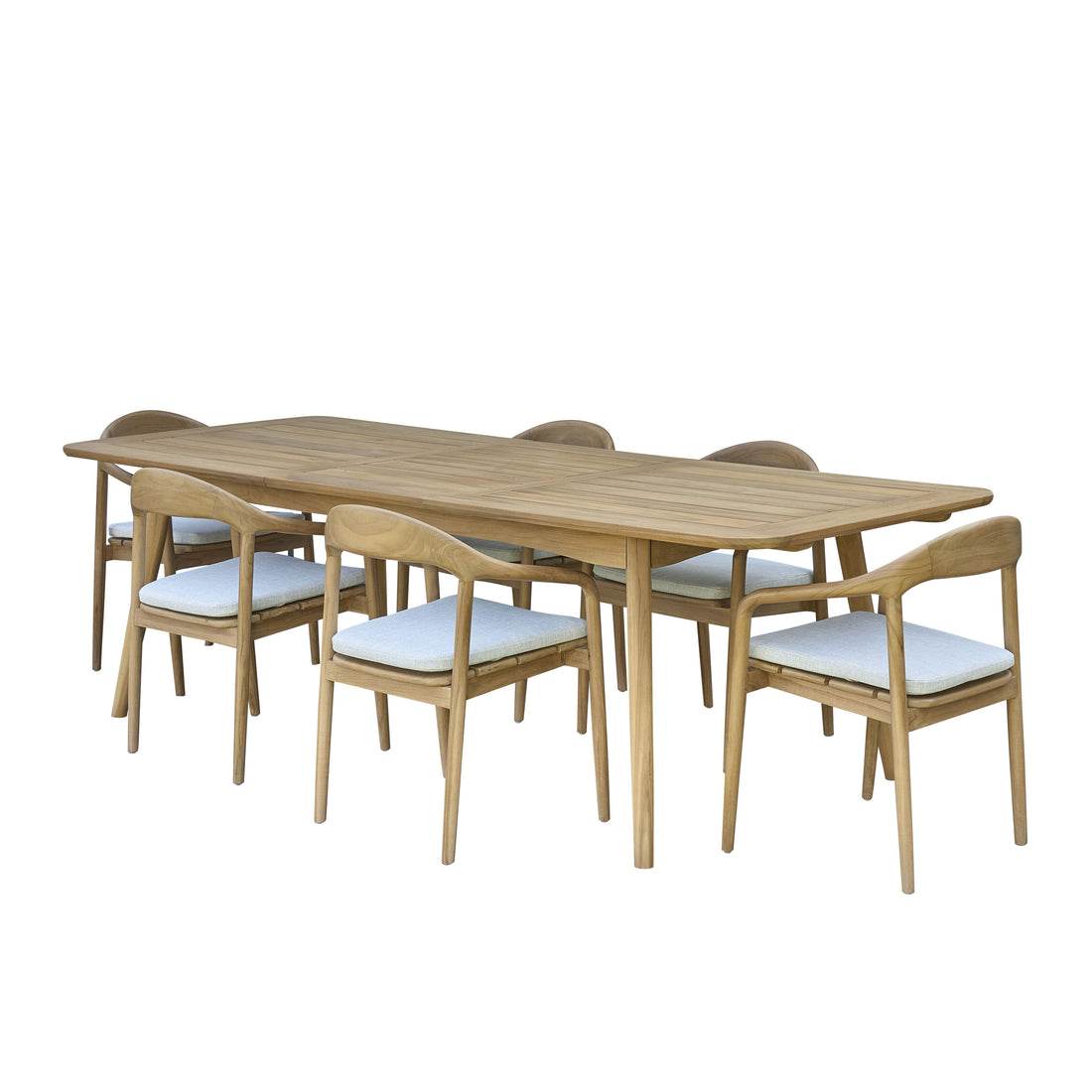AMBRE - Conjunto de muebles de jardín de teca maciza extensible 6/8 pers.