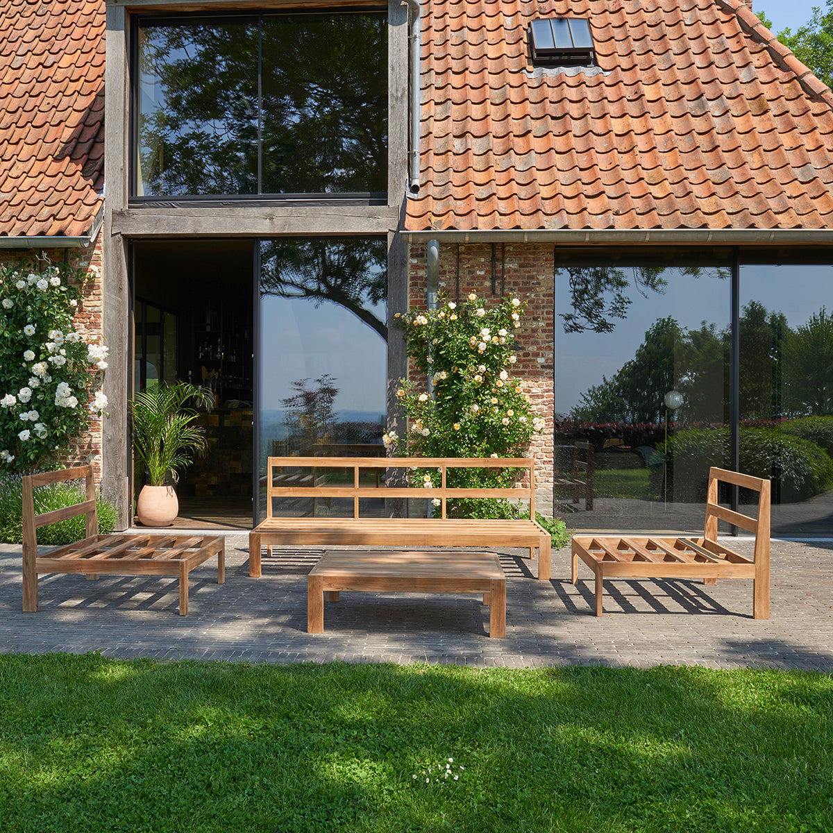 PALMA - Salón de exterior blanco de teca maciza P